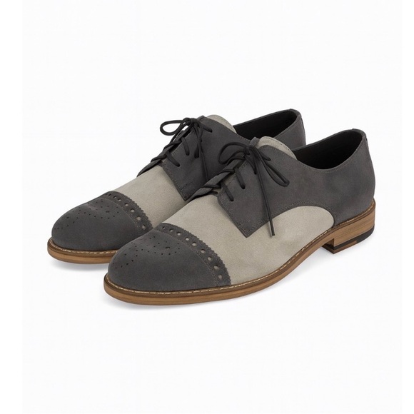 Girotti Other - New Girotti Men’s Suede Oxford Lace Up Shoes Gray Cream Two Tone US 7 l 40